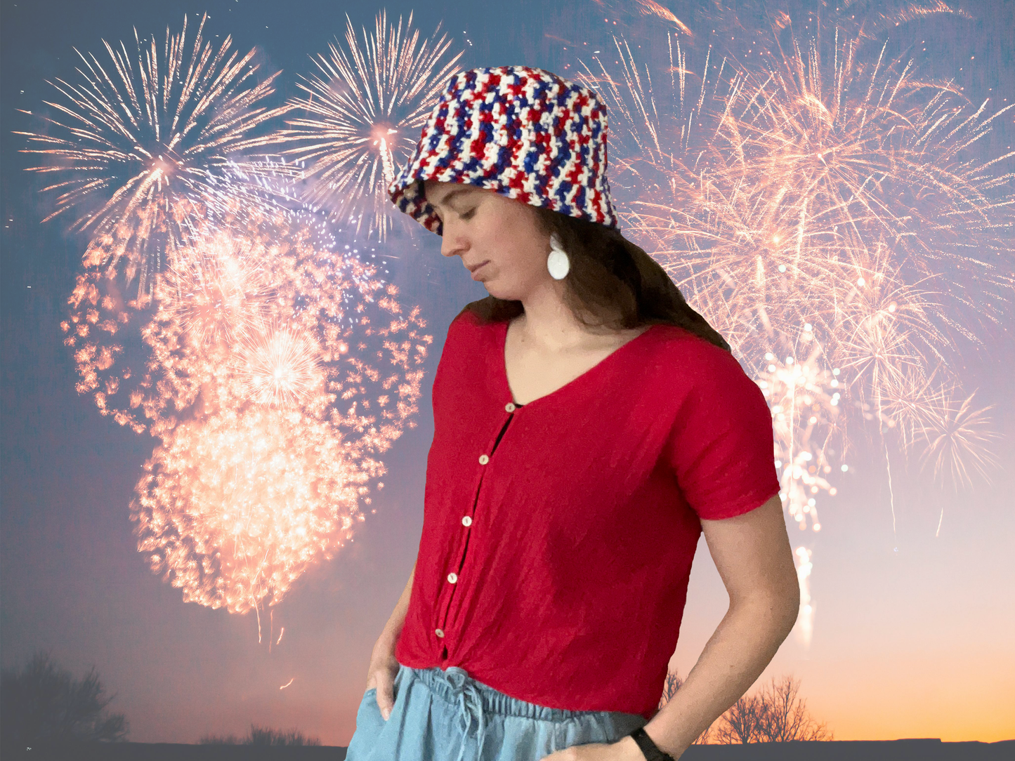 Red White Blue Crochet Bucket Hat